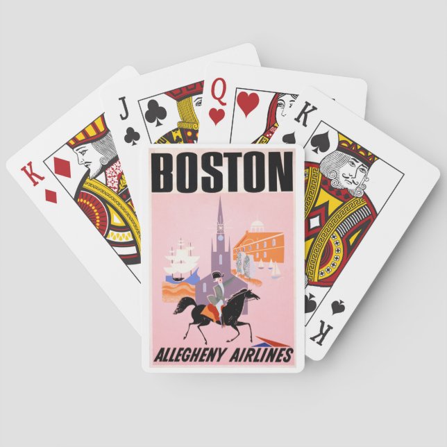 Jeu De Cartes Affiche De Voyage Pour Allegheny Airlines À Boston (dos)