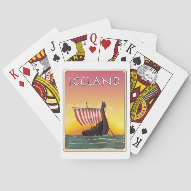 Jeu De Cartes Affiche de voyage Viking Islande (dos)