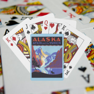 Jeu De Cartes Affiche de voyage vintage de l'Alaska, Atlin et le