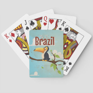 Jeu De Cartes Affiche de voyage vintage Toucan volant au Brésil