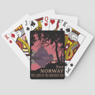 Jeu De Cartes Affiche minimaliste de coucher de soleil en Norvèg