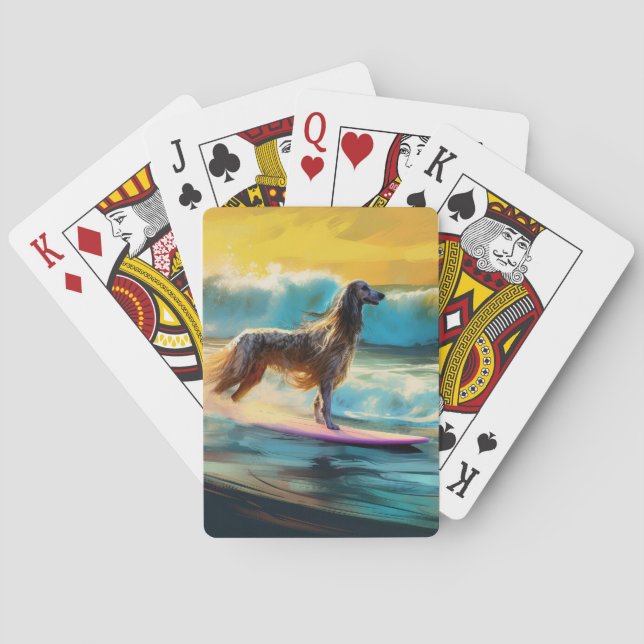 Jeu De Cartes Afghan Hound Beach Surf Peinture (dos)