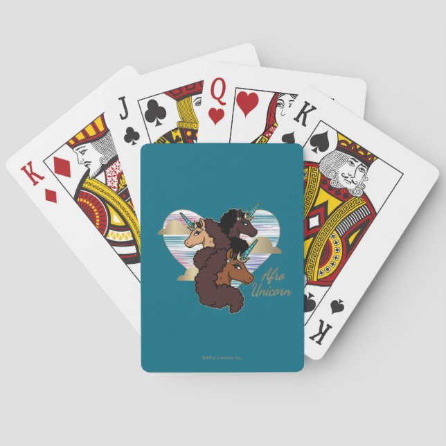 Jeu De Cartes Afro Unicorn Trio Coeur Design Jouer des cartes (dos)