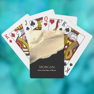 Jeu De Cartes Agate dorée et paillettes, nom et ligne de texte,