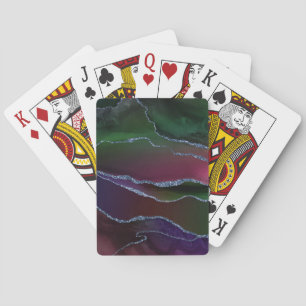 Jeu De Cartes Agate dynamique   Couleur rose et vert pour bijou