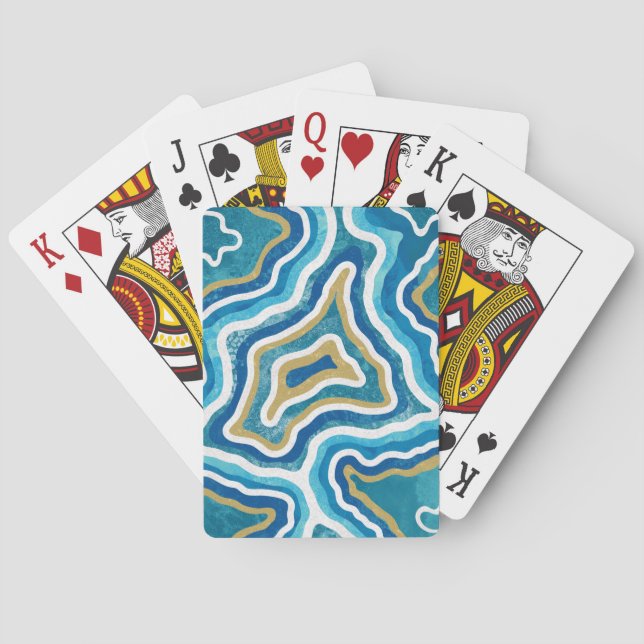 Jeu De Cartes Agate graphique en or bleu (dos)
