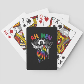 Jeu De Cartes Ah Men Funny LGBT Gay pride Jesus Rainbow Flag Chr