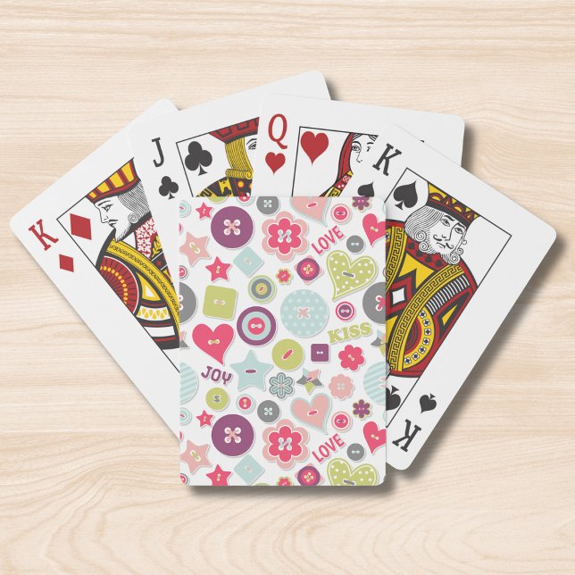 Jeu De Cartes Aimer Boutons Coeur Coloré Romantique Fille (Créateur téléchargé)