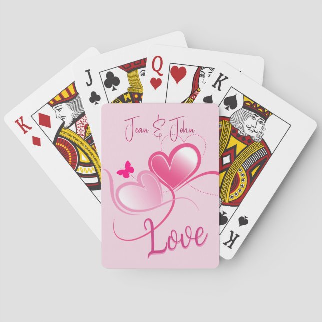 Jeu De Cartes Aimer Joli Coeur Rose Avec Papillon (dos)