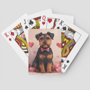 Jeu De Cartes Airedale avec des roses - Saint-Valentin