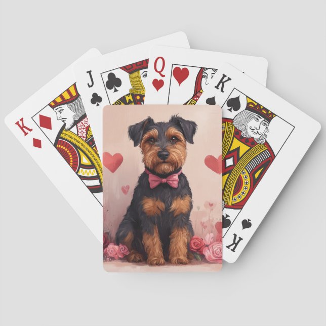 Jeu De Cartes Airedale avec des roses - Saint-Valentin (dos)