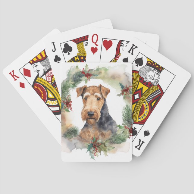 Jeu De Cartes Airedale Christmas Wreath Festive Pup (dos)