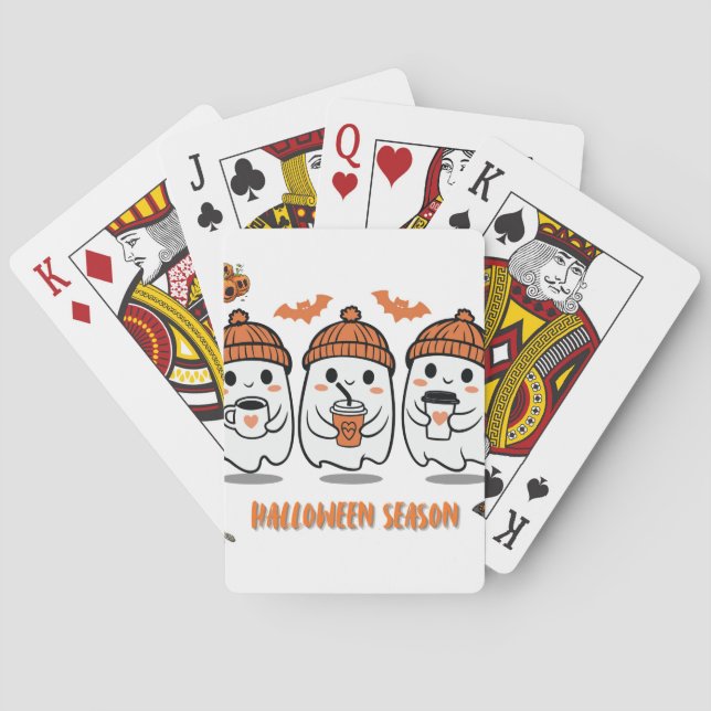 Jeu De Cartes aison Halloween – fantômes café mignons (dos)