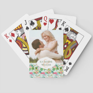 Jeu De Cartes Ajouter votre nom Fleurs Et Oiseaux Tropicaux