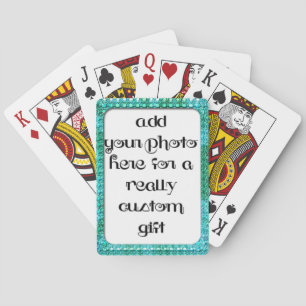 Jeu De Cartes Ajouter Votre Photo Turquoise Cadre Bicycle® Jouer