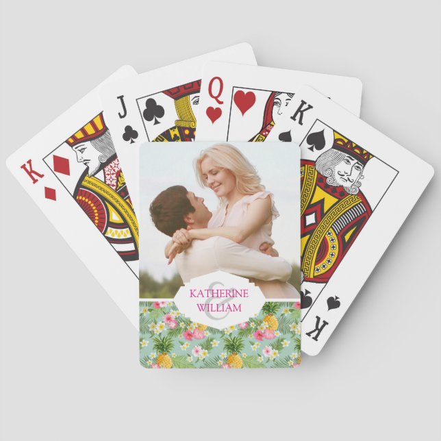 Jeu De Cartes Ajoutez vos fleurs et ananas | tropicaux nommés (dos)