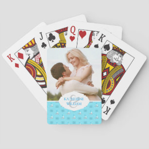 Jeu De Cartes Ajoutez vos voiliers nommés de sur le motif bleu
