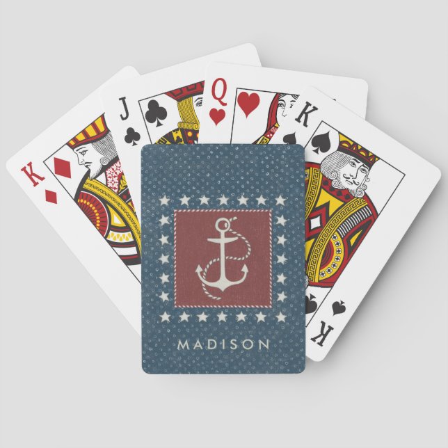 Jeu De Cartes Ajoutez votre Ancre | côtière nommée de l'art | (dos)