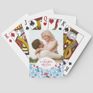 Jeu De Cartes Ajoutez votre blanc rouge   nautique nommé et bleu