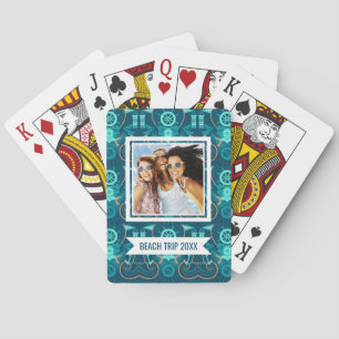 Jeu De Cartes Ajoutez votre conception bleue   nautique nommée
