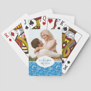 Jeu De Cartes Ajoutez votre motif   bleu nommé de plage
