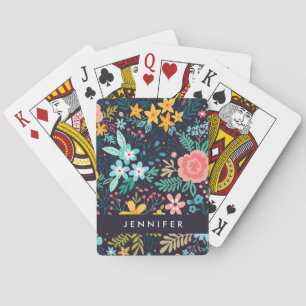 Jeu De Cartes Ajoutez votre motif floral coloré mignon nommé