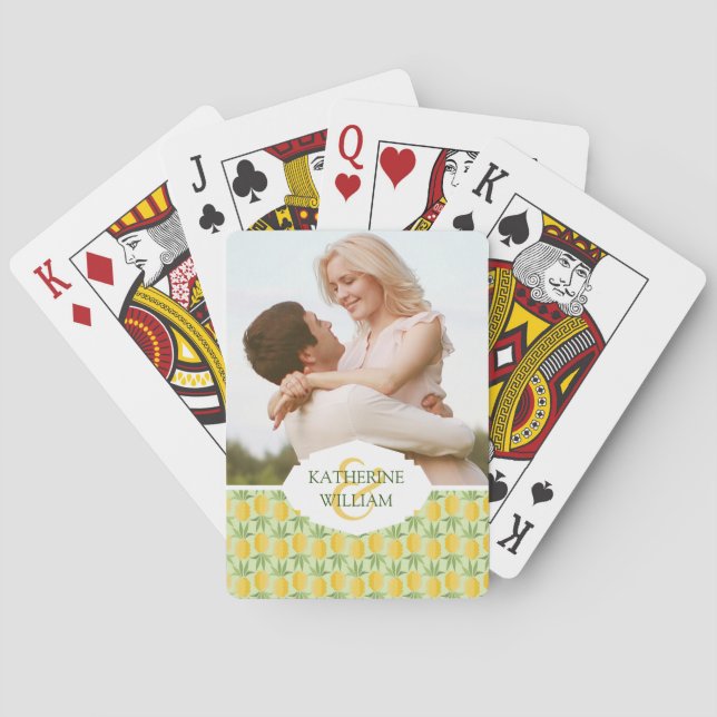 Jeu De Cartes Ajoutez votre nom | Ananas rétro (dos)