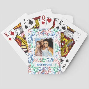 Jeu De Cartes Ajoutez votre nom Aquarelle Motif corail