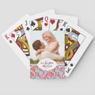 Jeu De Cartes Ajoutez votre nom Flamants roses aquarelles rass