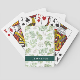 Jeu De Cartes Ajoutez votre nom   Forest Greenery Motif