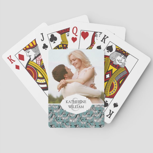 Jeu De Cartes Ajoutez votre nom | Modèle Zebra (dos)
