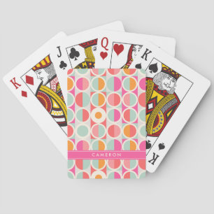 Jeu De Cartes Ajoutez votre nom Motif circulaire rose chaud