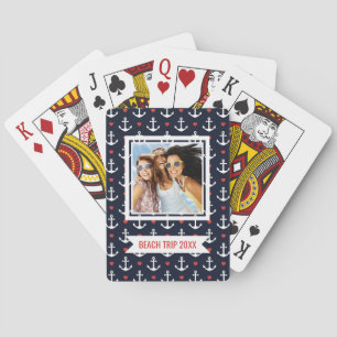 Jeu De Cartes Ajoutez votre nom Motif Coeurs Et Ancres