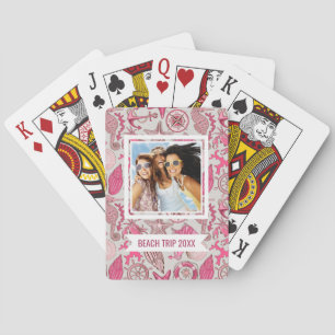 Jeu De Cartes Ajoutez votre nom Motif de mer rose