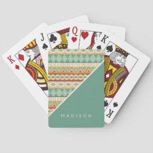 Jeu De Cartes Ajoutez votre nom   Motif tribal aquarelle