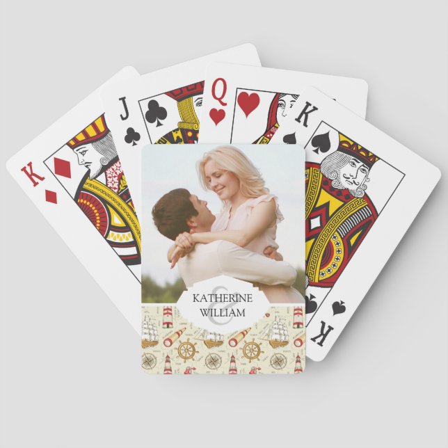 Jeu De Cartes Ajoutez votre nom | Scène océanique (dos)