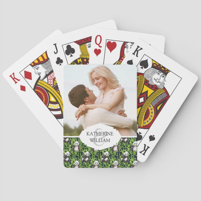 Jeu De Cartes Ajoutez votre panda nommé de | avec l'aquarelle en (dos)