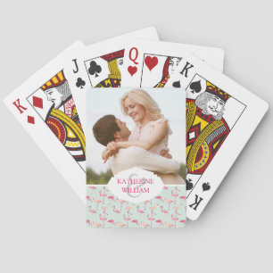 Jeu De Cartes Ajoutez votre   rétro motif nommé de Flamant rose
