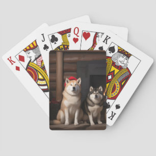 Jeu De Cartes Akita au coin du feu de Noël