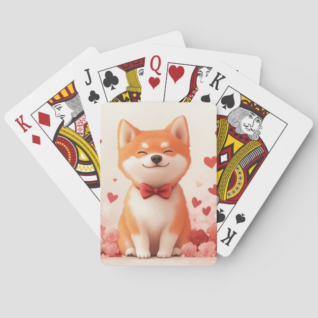 Jeu De Cartes Akita avec des Roses - Saint-Valentin  (dos)