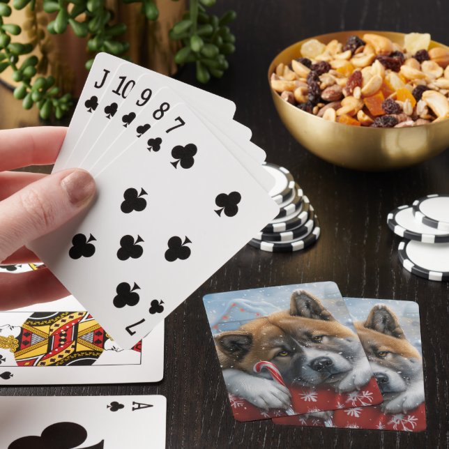 Jeu De Cartes Akita Chien Festive de Noël (In Situ)