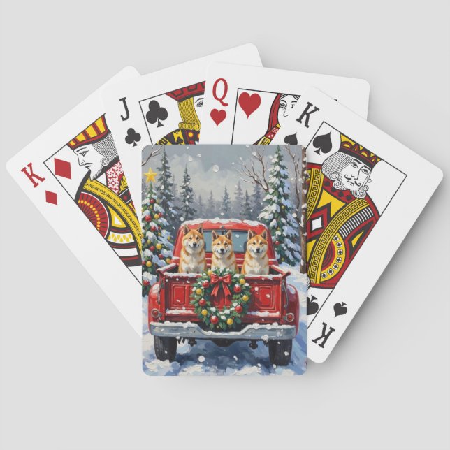 Jeu De Cartes Akita Christmas Red Truck Holiday (dos)