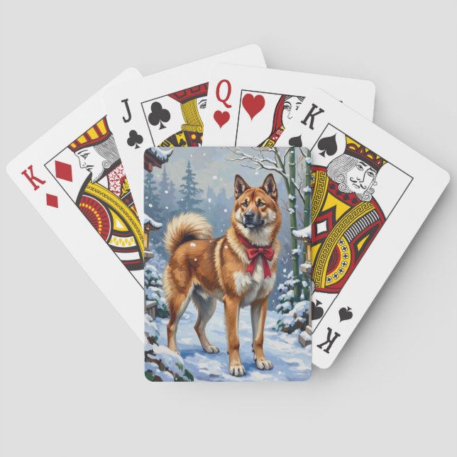 Jeu De Cartes Akita Dog Serene Japanese Winter Christmas (dos)