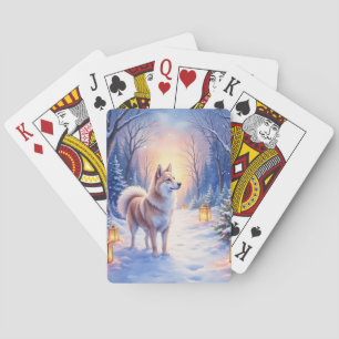 Jeu De Cartes Akita paisible sur le chemin des lanternes de neig
