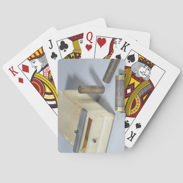 Jeu De Cartes Alabaster box and bronze and silver seal cylinders (dos)