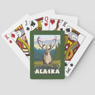 Jeu De Cartes AlaskaCaribou dans le Vintage voyage sauvage