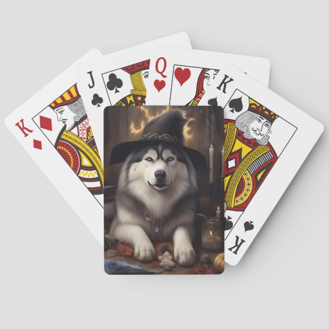 Jeu De Cartes Alaskan Malamute Citrouilles Halloween effrayant (dos)