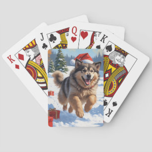 Jeu De Cartes Alaskan Malamute Noël Festive Scène de neige