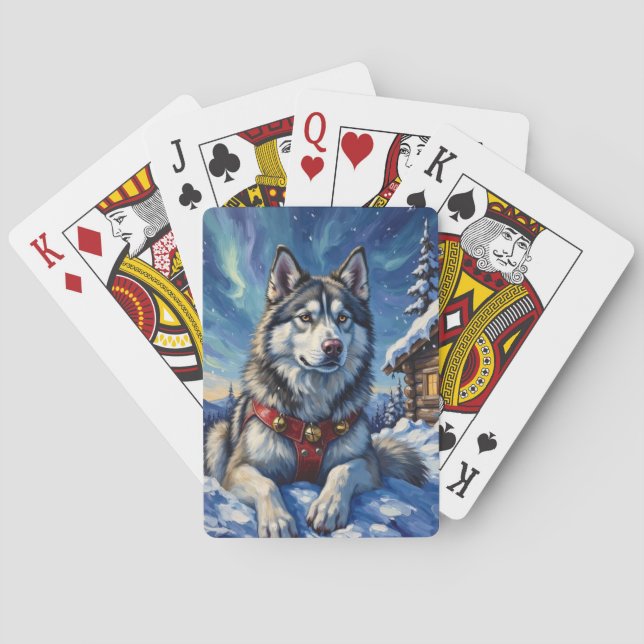 Jeu De Cartes Alaskan Malamute North Pole Winter Christmas (dos)