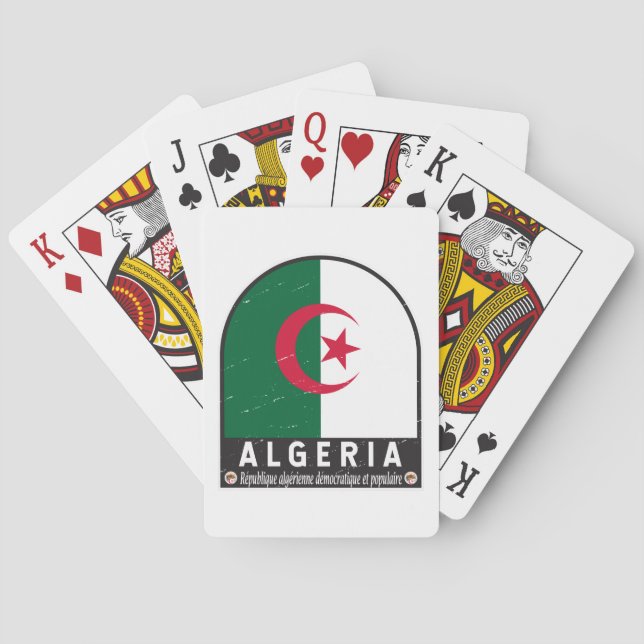 Jeu De Cartes Algérie - Emblème du drapeau Vintage (dos)